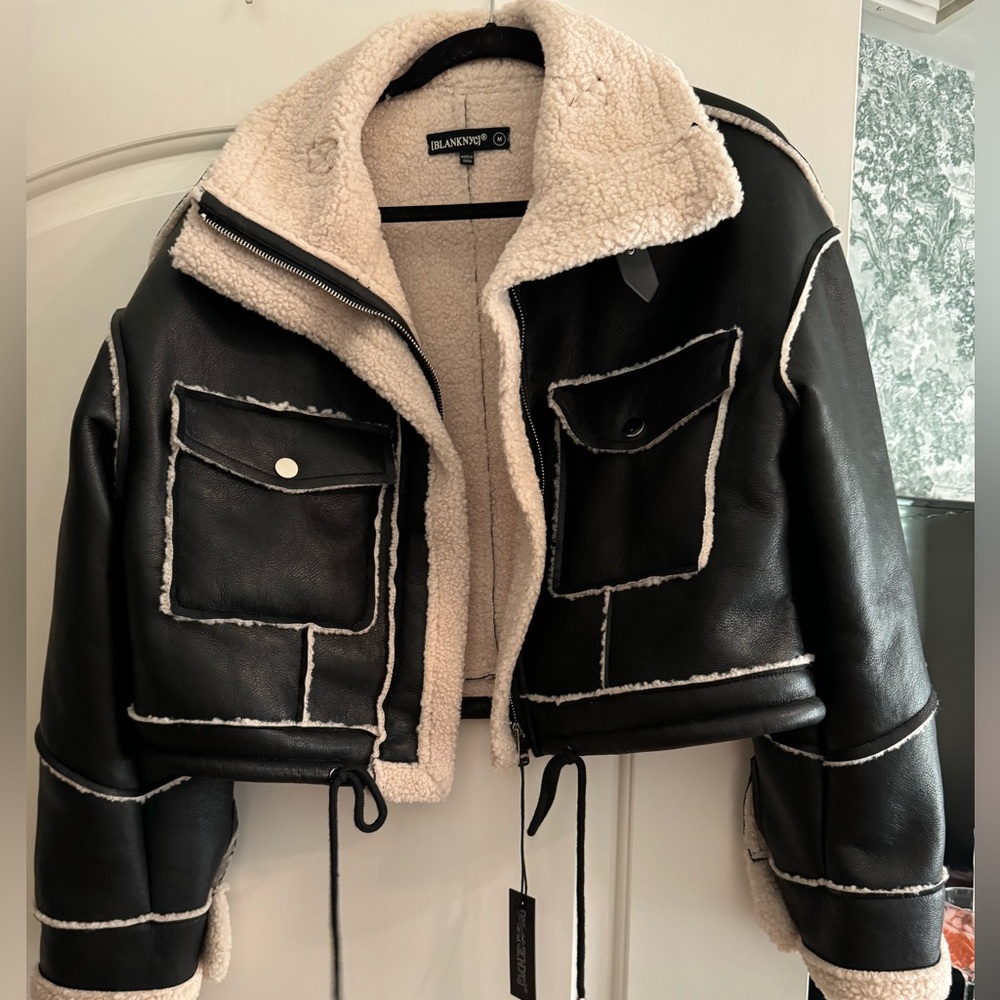 BLANKNYC cropped Sherpa leather jacket